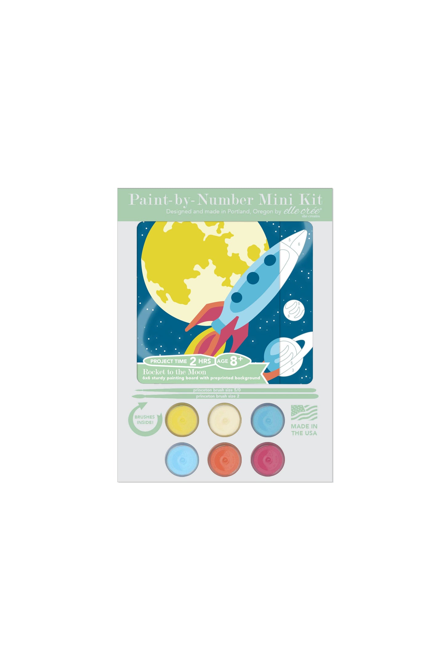Elle Crée (She Creates) - MINI Rocket to the Moon Paint-by-Number Kit