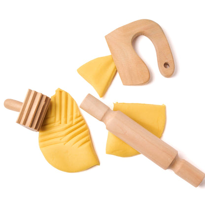elseware unplug / eco-kids - Eco-Dough Wooden Tools - 12 Assorted, All-Natural, Kid-Safe