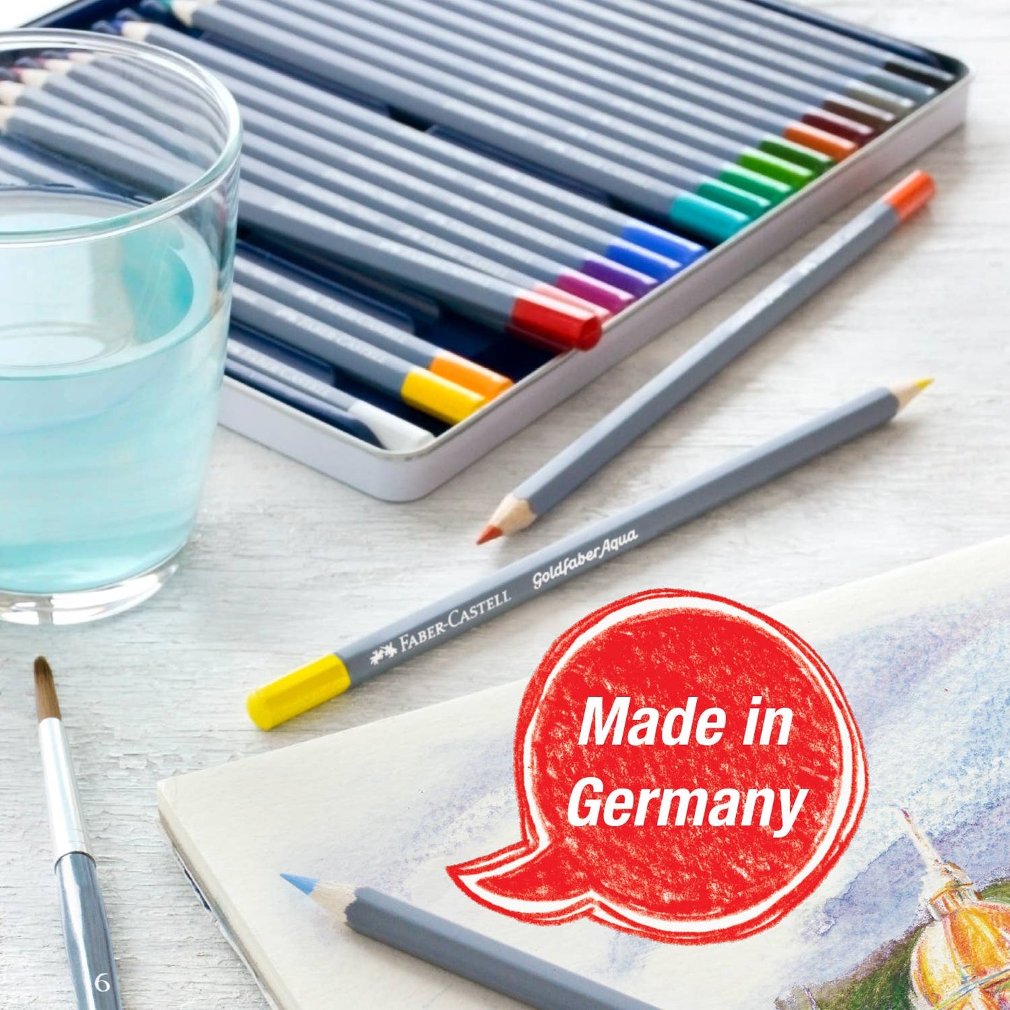 Faber-Castell - Goldfaber Aqua Watercolor Pencils, Box of 12 Basic Colors