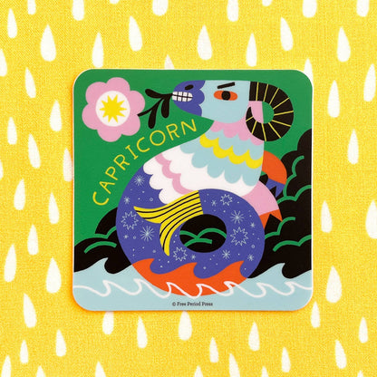 Free Period Press - Capricorn Zodiac Vinyl Decal Sticker | Mythical Sea-Goat