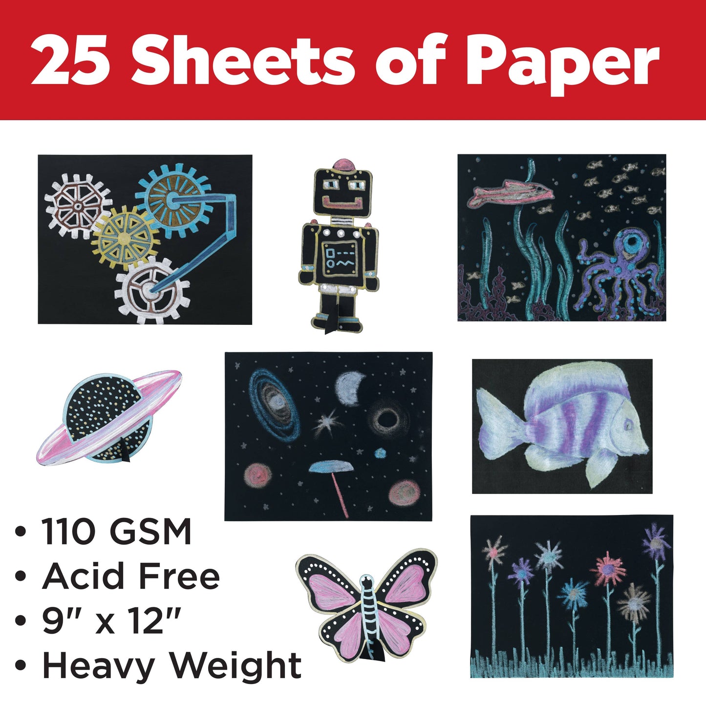 Faber-Castell / Creativity for Kids - Black Paper Sketch Pad 25 Sheets, 9" x 12"