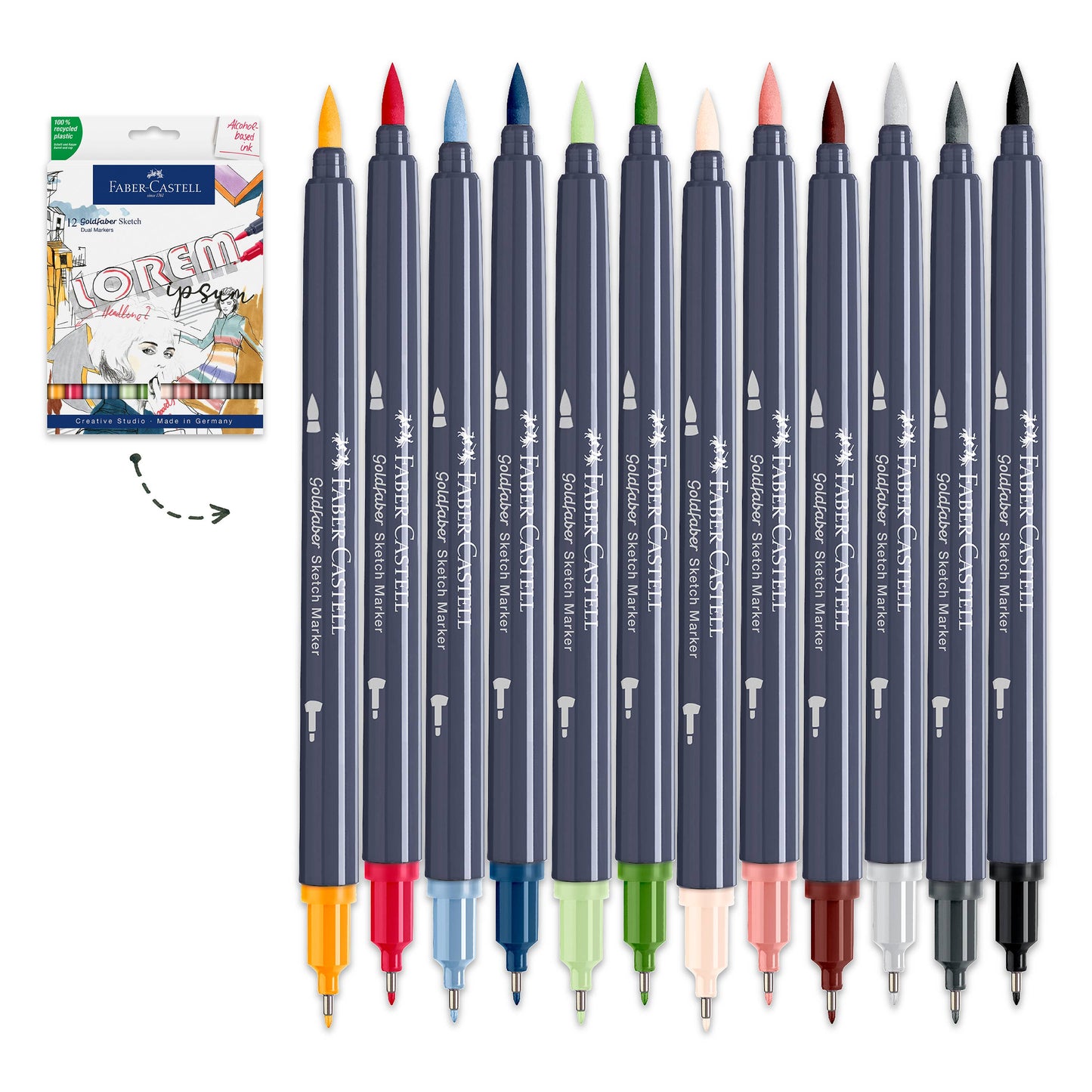 Faber-Castell / Creativity for Kids - Goldfaber Sketch Markers, Wallet of 12 Vibrant Colors