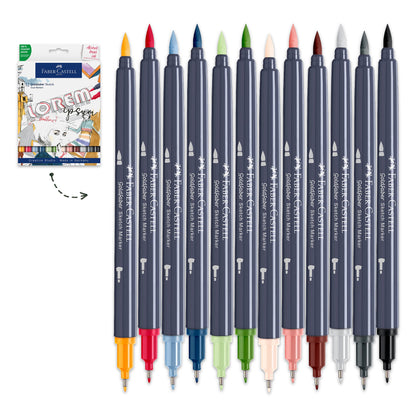 Faber-Castell / Creativity for Kids - Goldfaber Sketch Markers, Wallet of 12 Vibrant Colors