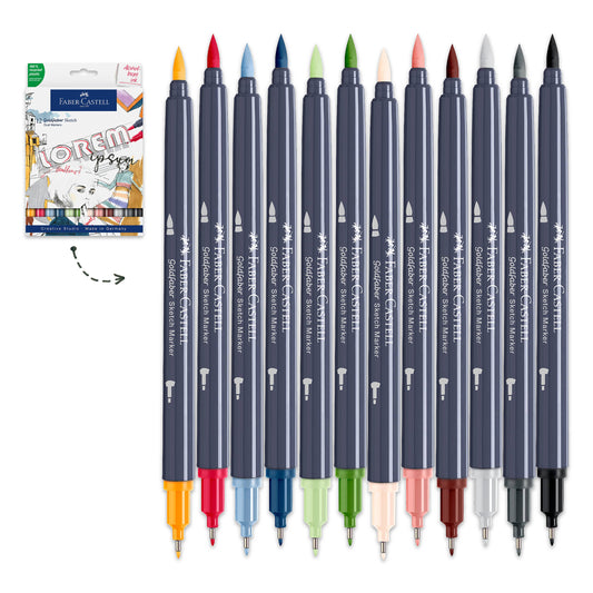 Faber-Castell - Goldfaber Sketch Markers, Wallet of 12 Vibrant Colors