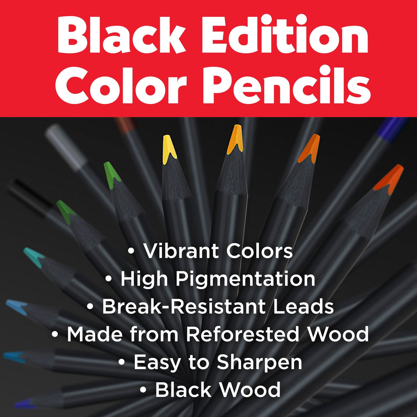 Faber-Castell - Super Soft Black Edition Colored Pencils, Box of 50