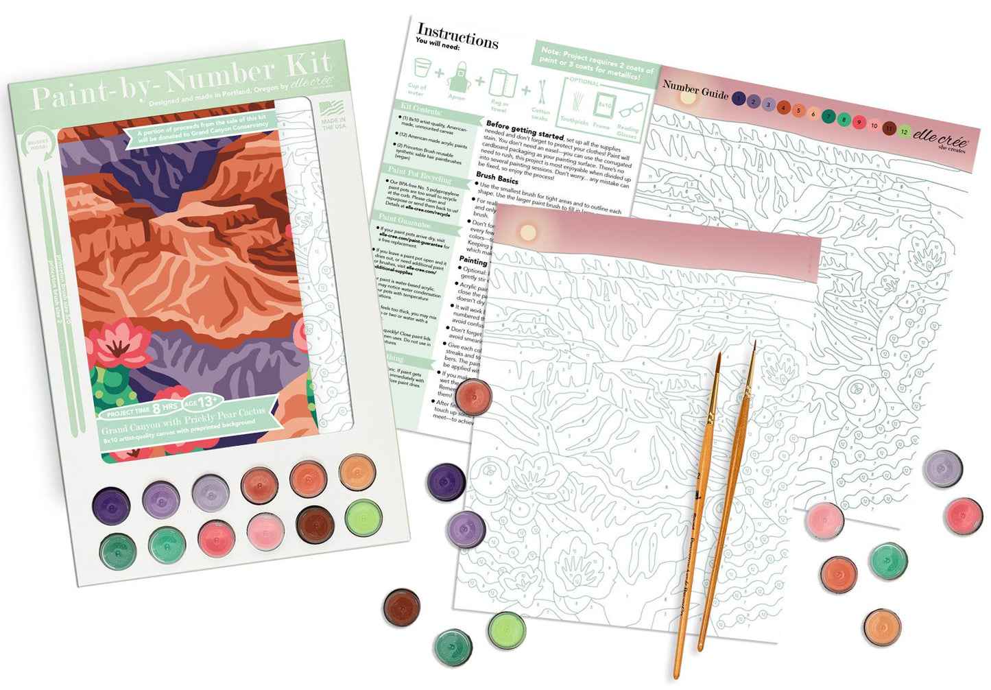 Elle Crée (She Creates) - Grand Canyon with Prickly Pear Cactus Paint-by-Number Kit