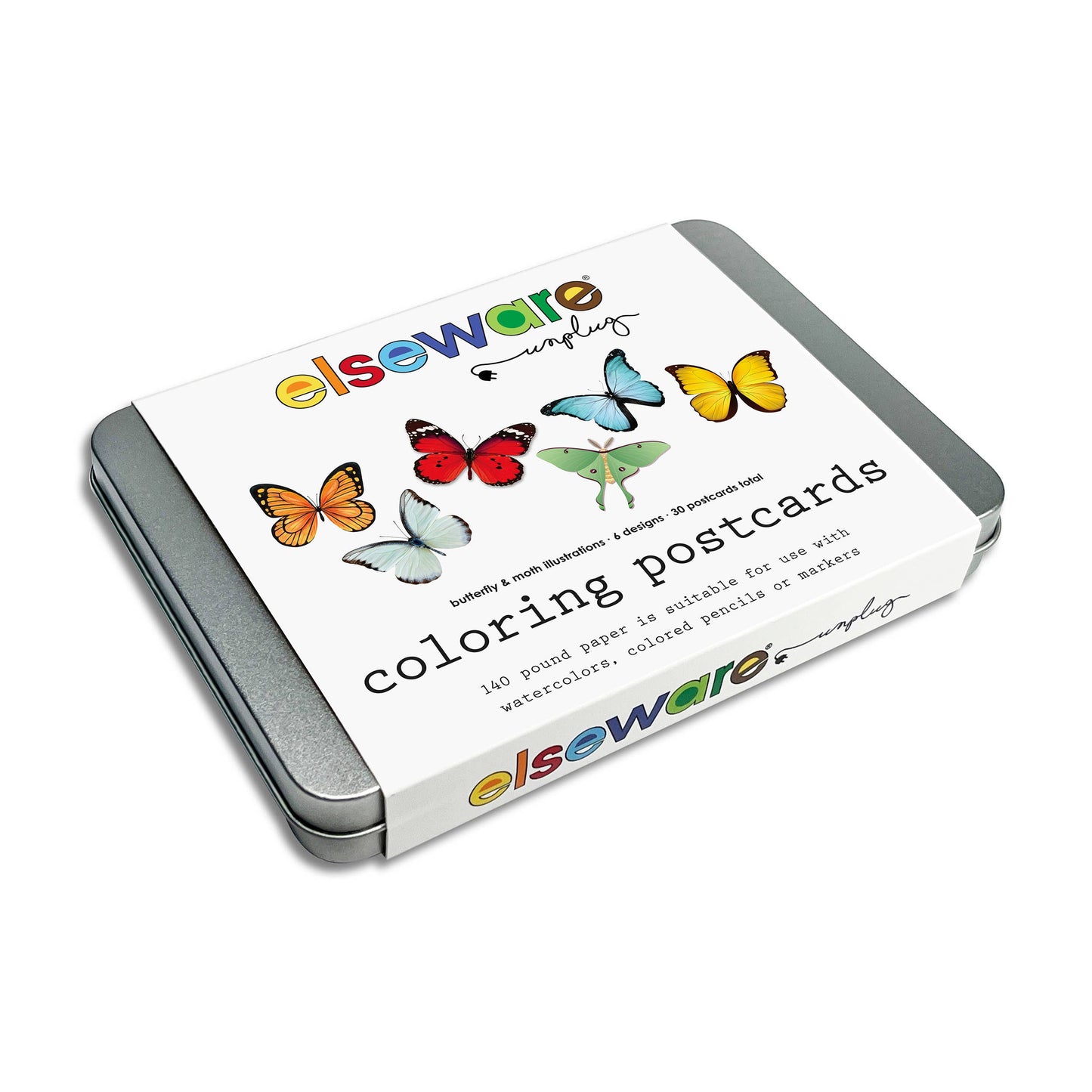 elseware unplug / eco-kids - Coloring Postcards w/ 6 Butterfly & Moth Designs (30cards)