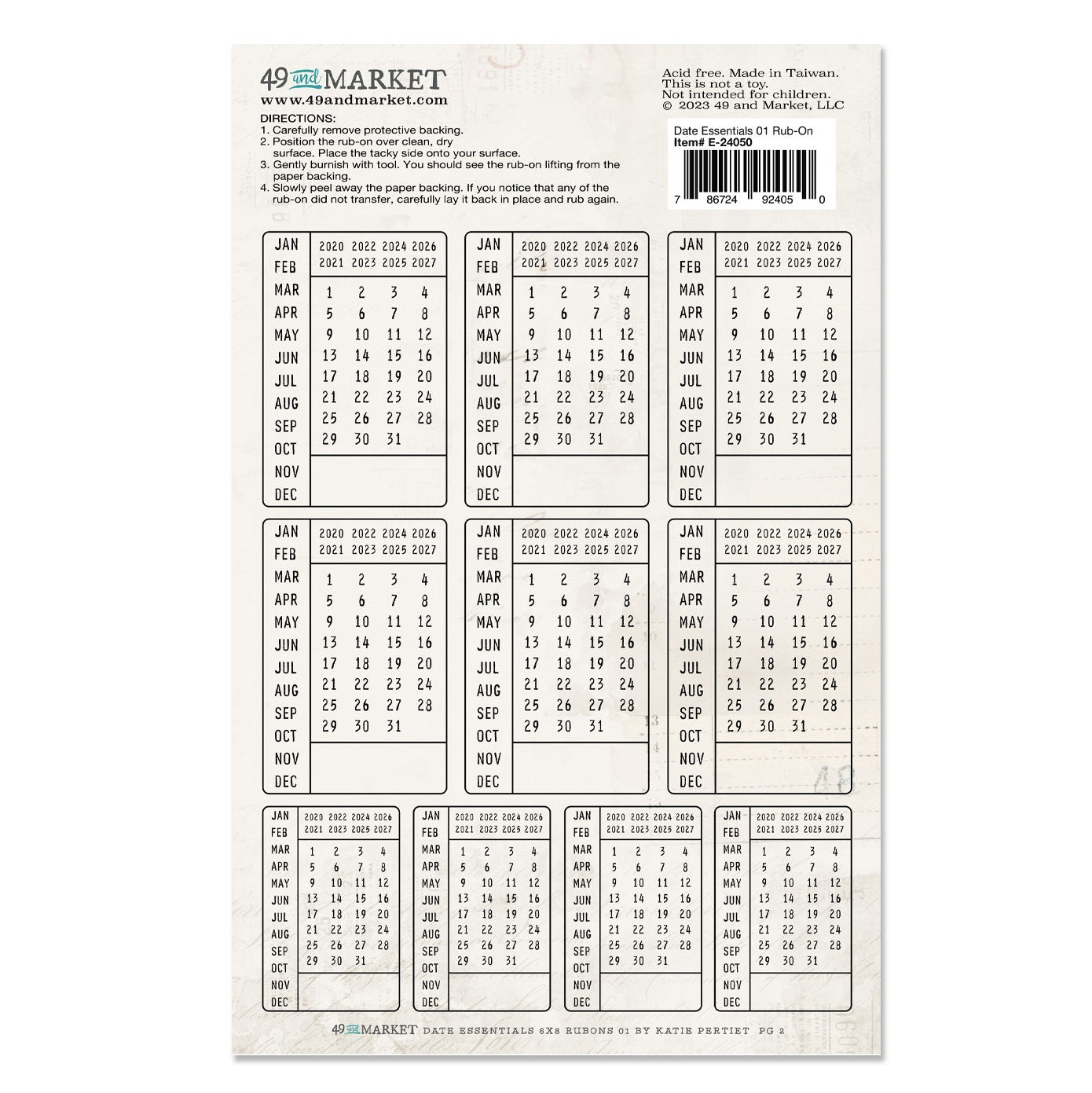 49 and Market Rub-on Transfers