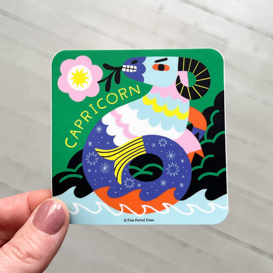 Free Period Press - Capricorn Zodiac Vinyl Decal Sticker | Mythical Sea-Goat