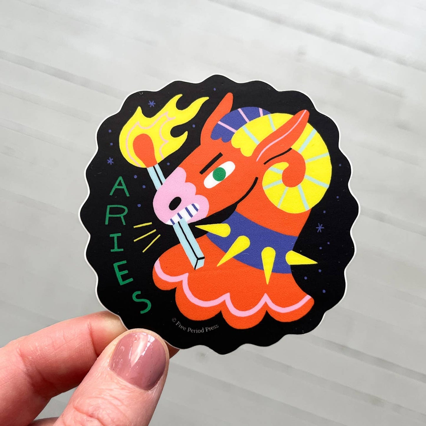 Free Period Press - Aries Zodiac Vinyl Decal Sticker | Bold & Fiery Ram