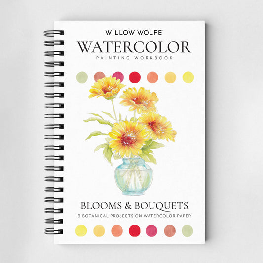 Willow Wolfe USA - Blooms & Bouquets Watercolor Workbook by Willow Wolfe