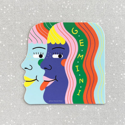Free Period Press - Gemini Zodiac Vinyl Decal Sticker | Playful & Colorful Twins