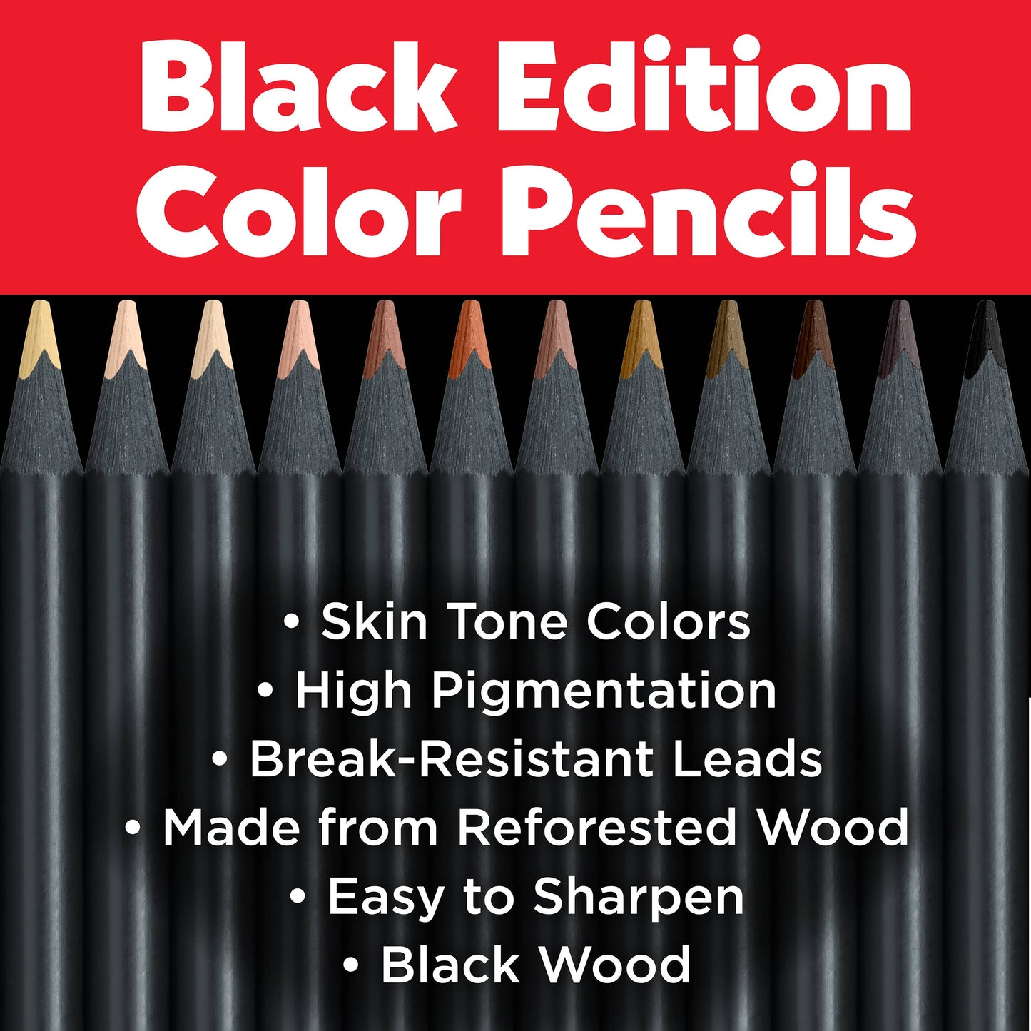 Faber-Castell / Creativity for Kids - Super Soft Black Edition Color Pencils: 12 Ct Skin Tones
