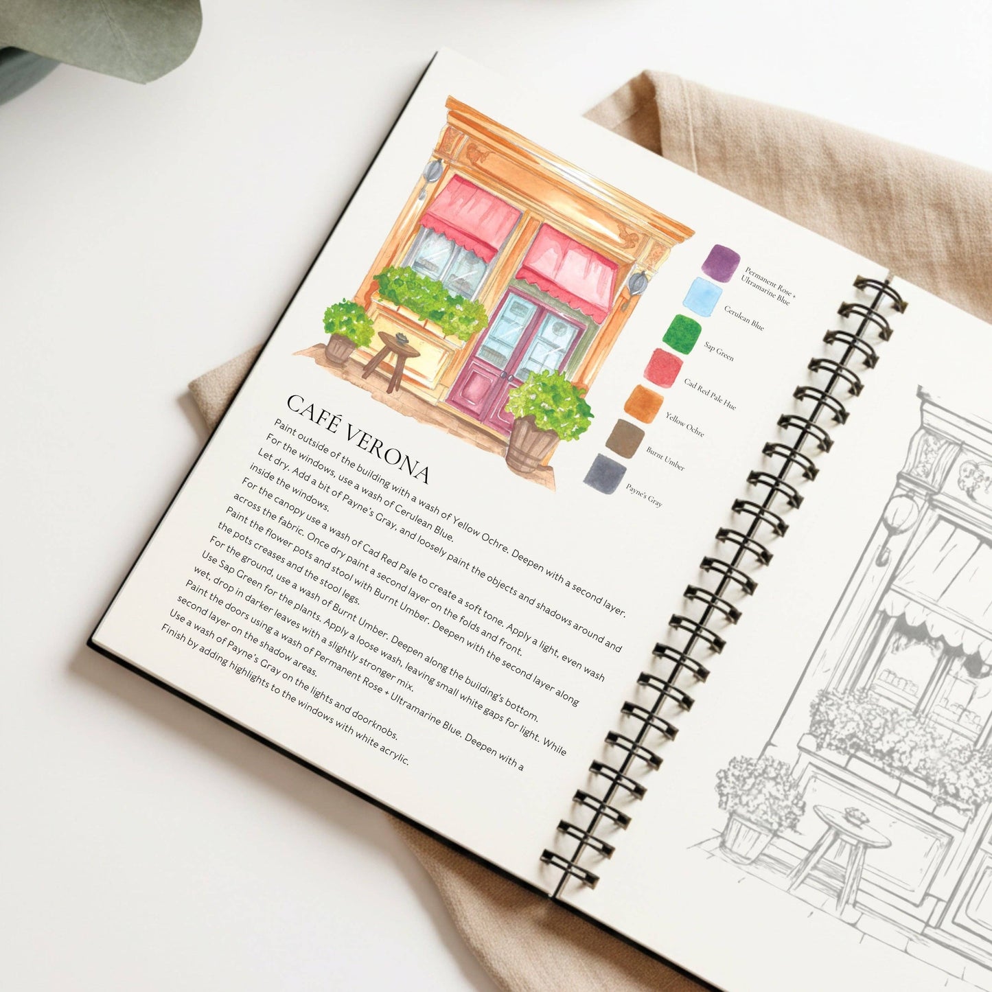 Willow Wolfe USA - Cozy Cafés Watercolor Workbook by Nya Wolfe