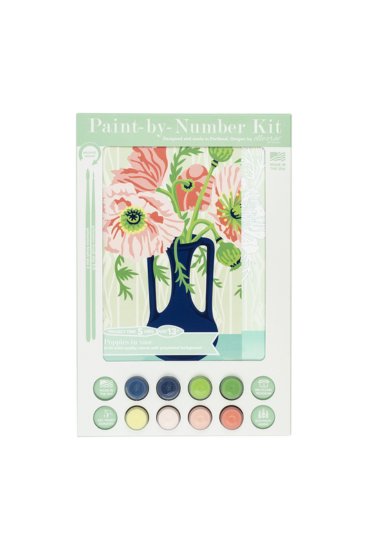 Elle Crée (She Creates) - Poppies in Vase Paint-by-Number Kit