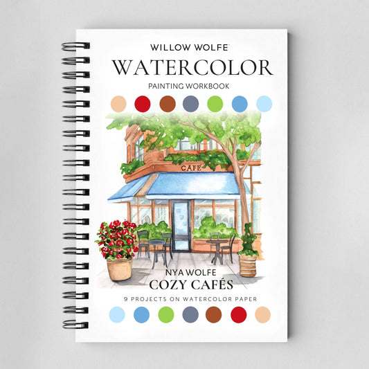Willow Wolfe USA - Cozy Cafés Watercolor Workbook by Nya Wolfe