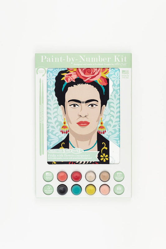 Elle Crée - Turquoise Frida with Flowers Paint-by-Number Kit