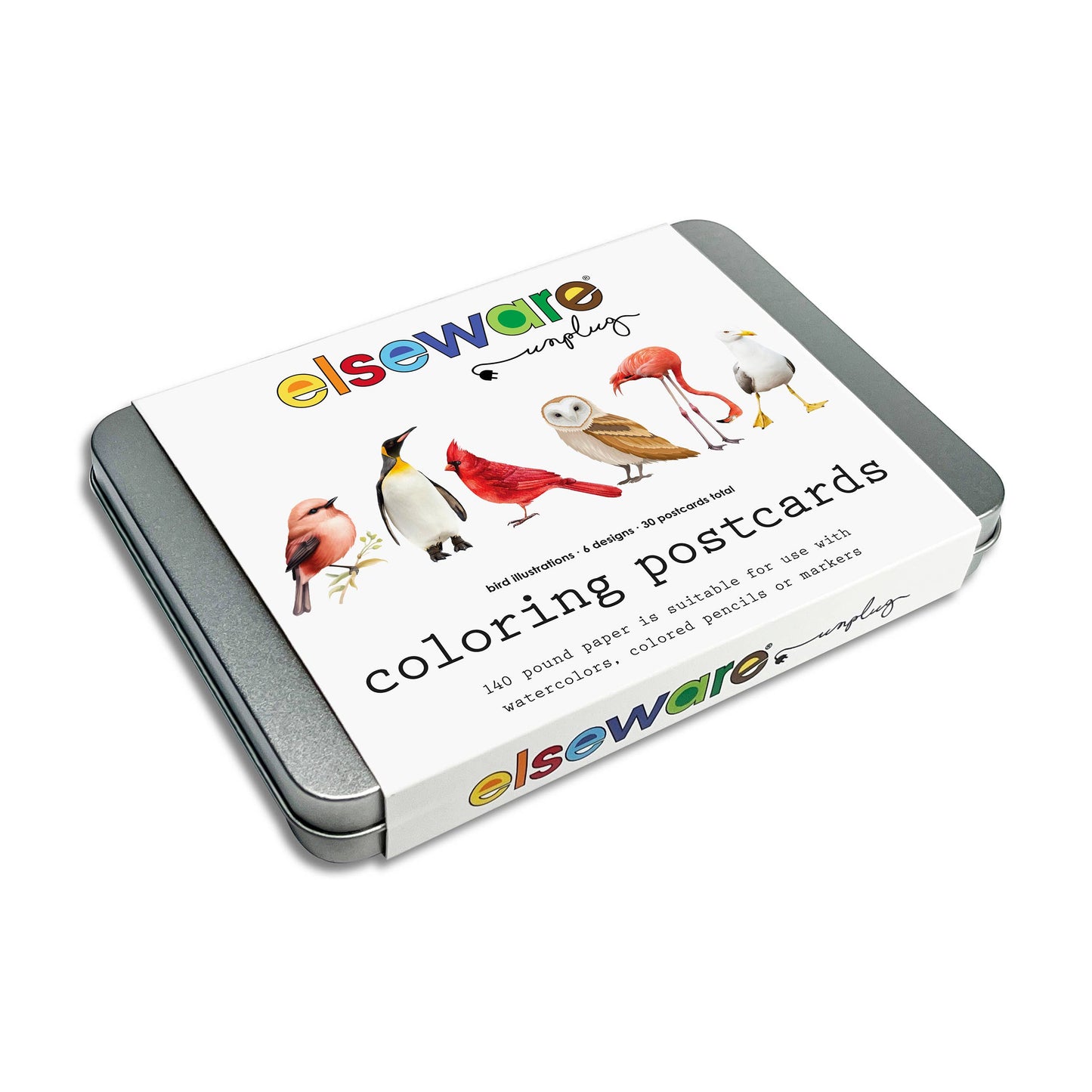elseware unplug / eco-kids - Coloring Postcards w/ 6 Bird Designs (30cards) Stationary