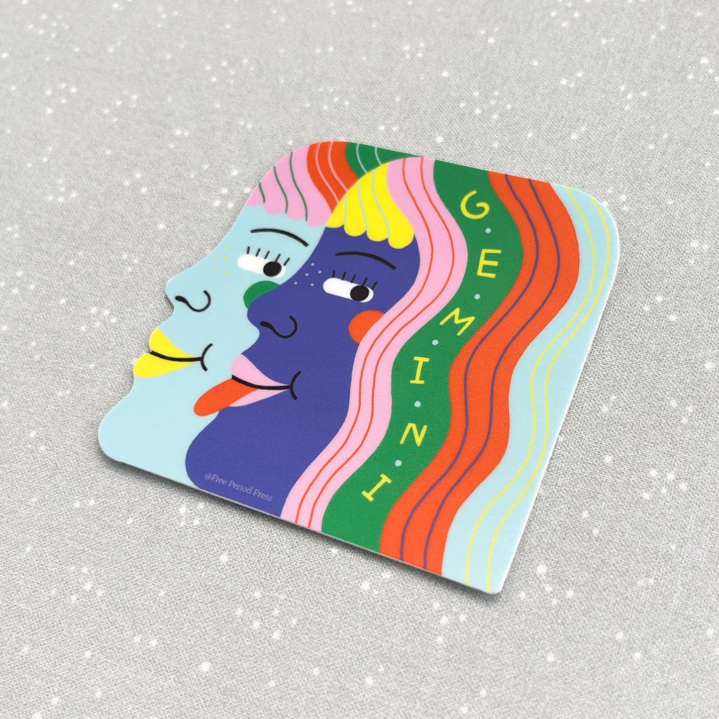 Free Period Press - Gemini Zodiac Vinyl Decal Sticker | Playful & Colorful Twins