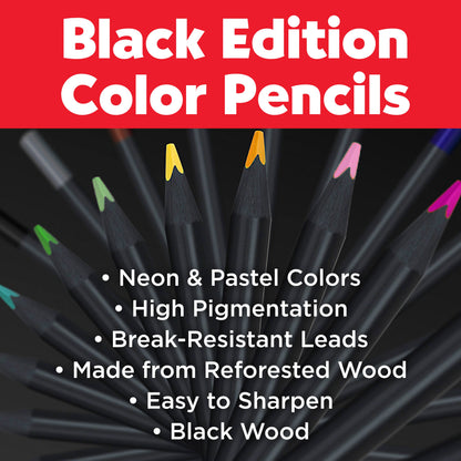 Faber-Castell / Creativity for Kids - Super Soft Black Edition Colored Pencils, Neon & Pastel 12Ct