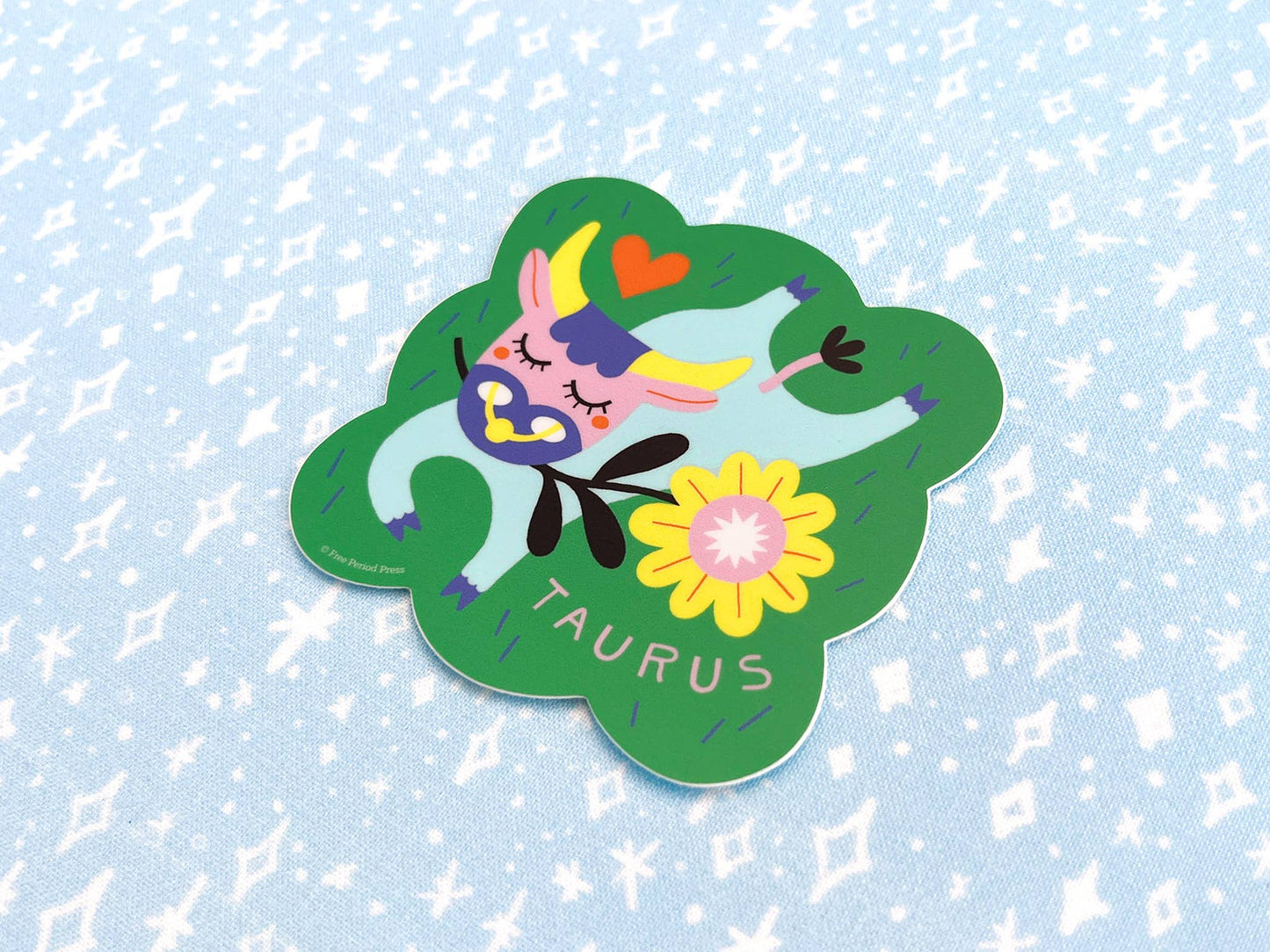 Free Period Press - Taurus Zodiac Vinyl Decal Sticker | Cozy & Floral Bull