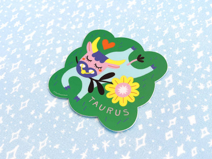 Free Period Press - Taurus Zodiac Vinyl Decal Sticker | Cozy & Floral Bull
