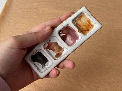 Busy Hands Studio - Ceramic Artist 4-Pan Paint Palette - Handmade Travel Palette