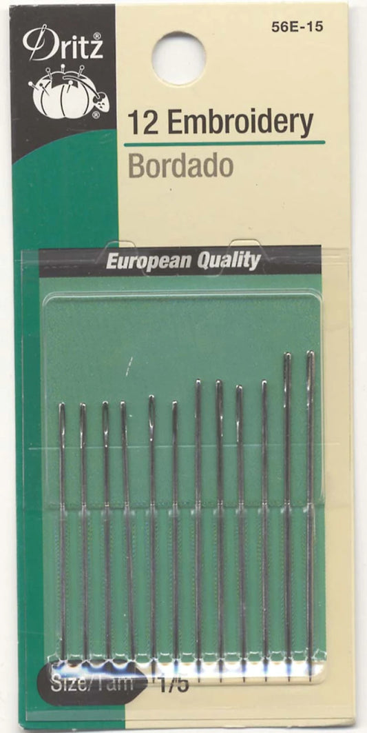Dritz Embroidery Needles 12pk Size 1/5