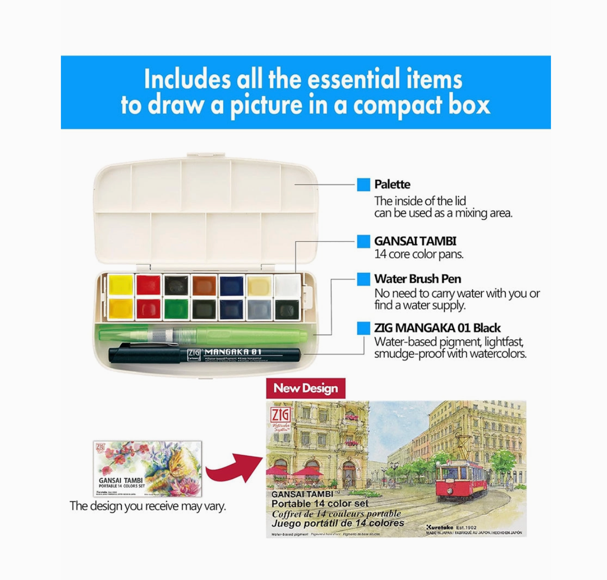 Gansai Tambi Portable 14 Color Set