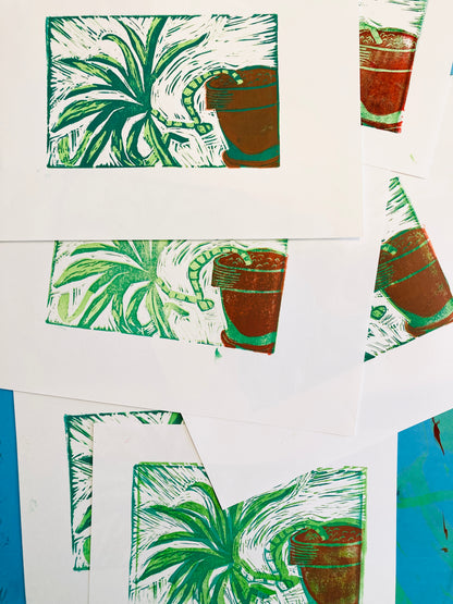 March 9 Simple Shapes Reduction Linocut Print