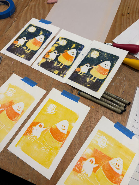 Sunday October 25th Simple Shapes Linocut Reduction Print