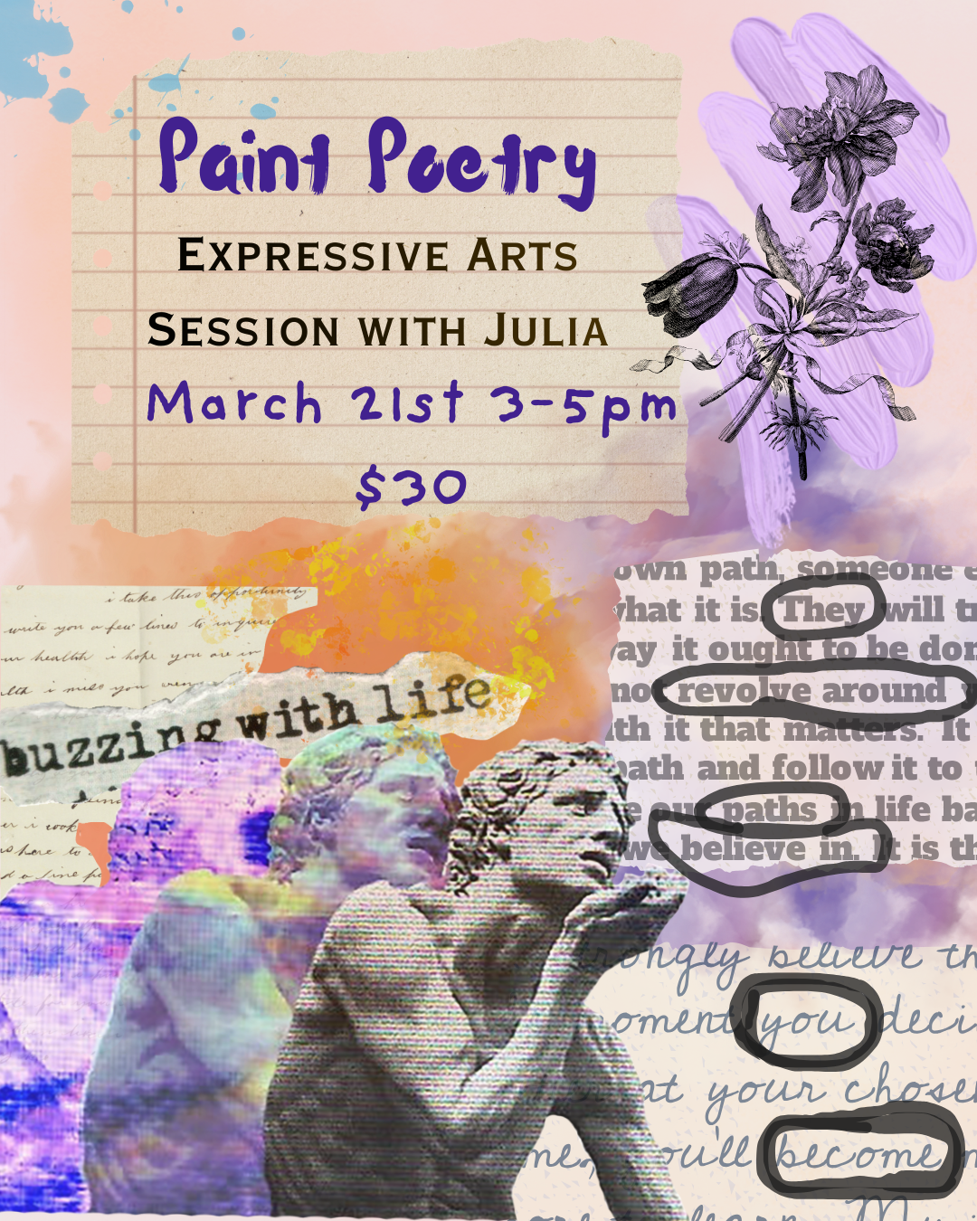 Saturday March 21st Paint Poetry: An Expressive Art Session