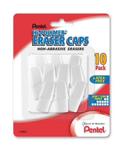 Pentel White Eraser Caps 10pk