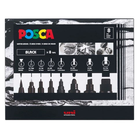 Posca Acrylic Paint Marker Assorted Tip Set