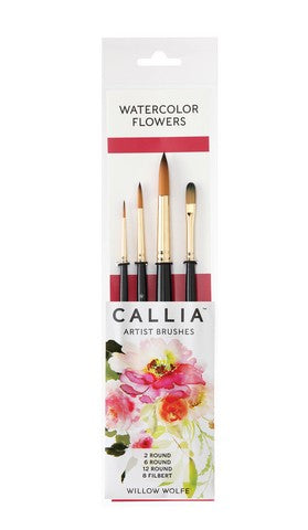 Willow Wolfe Callia Watercolor Flowers Brush Set