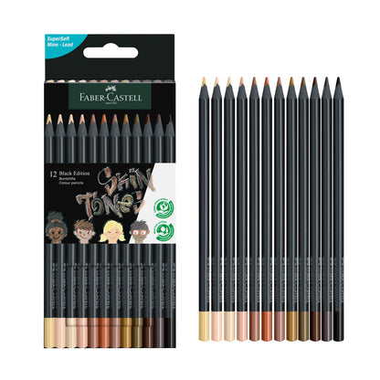 Faber-Castell / Creativity for Kids - Super Soft Black Edition Color Pencils: 12 Ct Skin Tones
