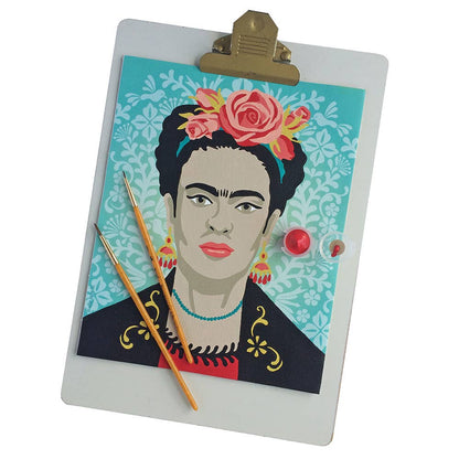 Elle Crée - Turquoise Frida with Flowers Paint-by-Number Kit