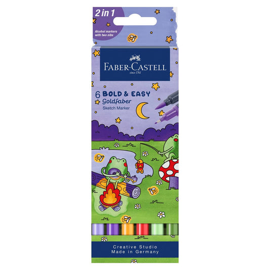 Faber-Castell / Creativity for Kids - Goldfaber Sketch Markers, Bold & Easy Nighttime 6 Ct Wallet