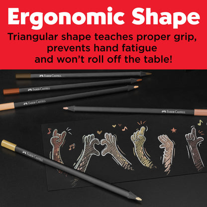 Faber-Castell / Creativity for Kids - Super Soft Black Edition Color Pencils: 12 Ct Skin Tones