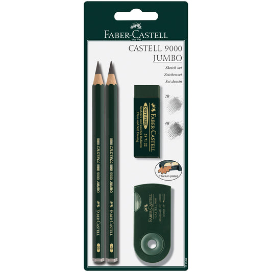 Faber-Castell / Creativity for Kids - Castell 9000 4 Count Jumbo Graphite Pencil Set with Tools