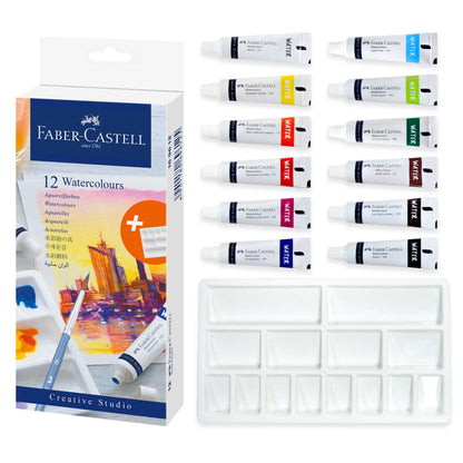 Faber-Castell Watercolor Paint, Set of 12 Paint Tubes for Artists