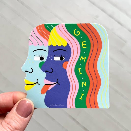 Free Period Press - Gemini Zodiac Vinyl Decal Sticker | Playful & Colorful Twins