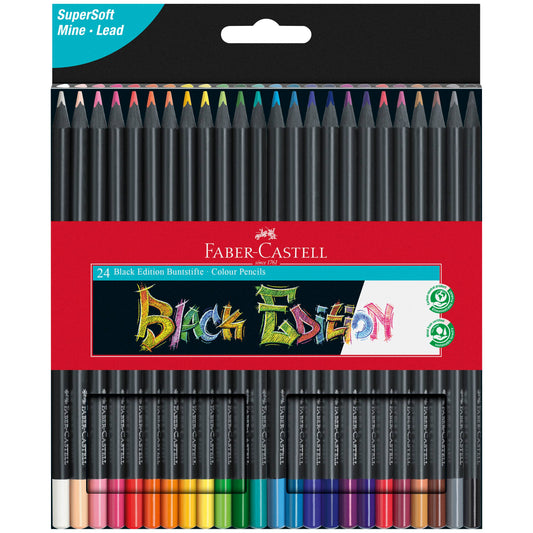 Faber-Castell - Super Soft Black Edition Colored Pencils, Box of 24