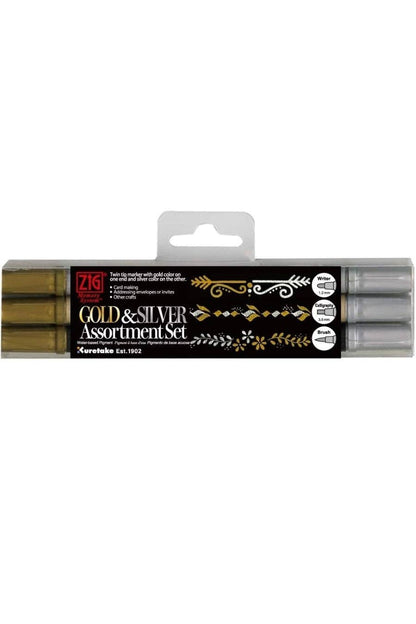 Kuretake Gold and  Silver Assortment Set