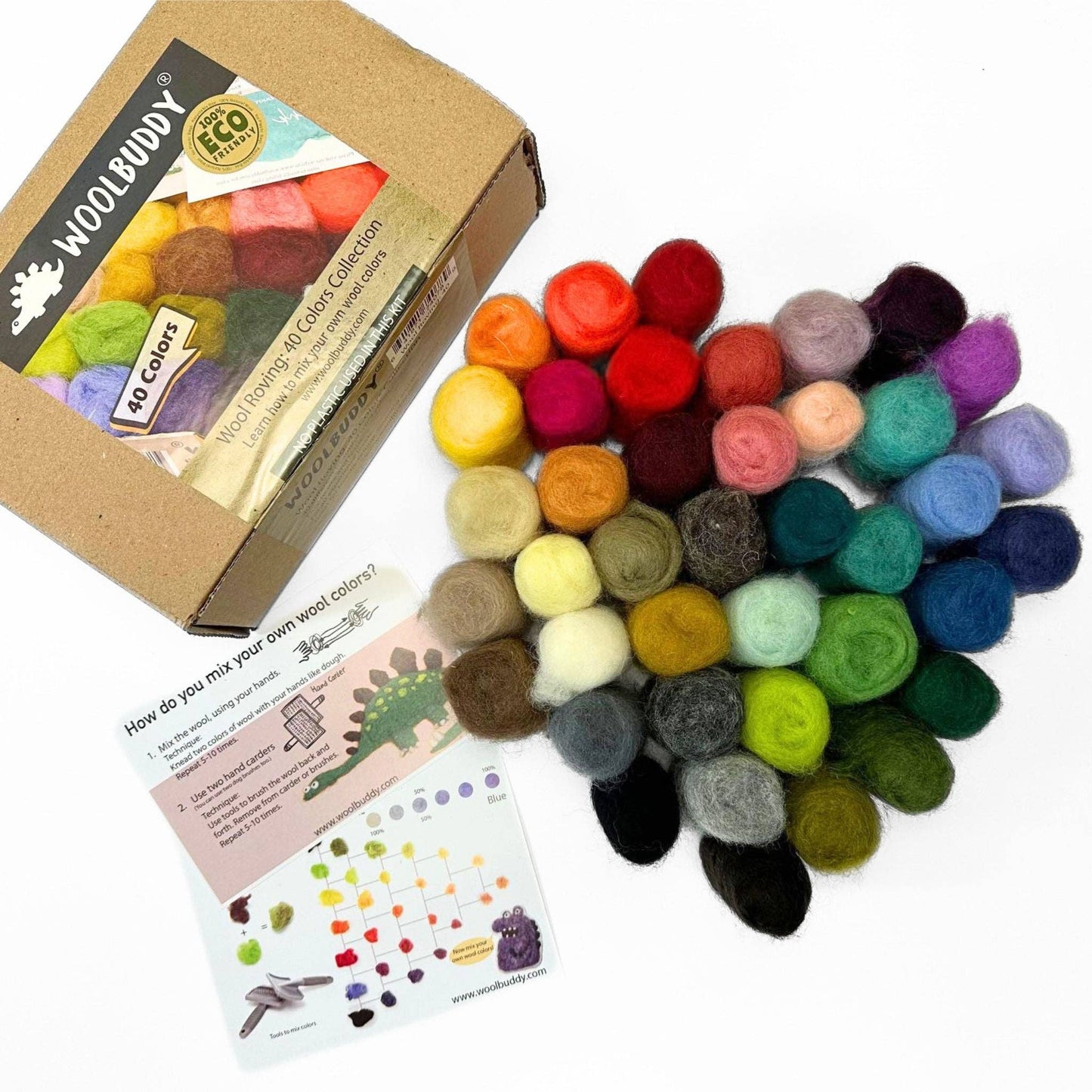 Woolbuddy - Eco Wool Fiber Collection Kit – 24, 40, or 60 Colors