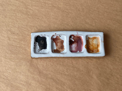 Busy Hands Studio - Ceramic Artist 4-Pan Paint Palette - Handmade Travel Palette