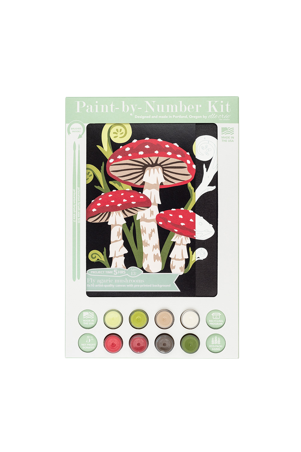 Elle Crée - Fly Agaric Mushrooms Paint-by-Number Kit