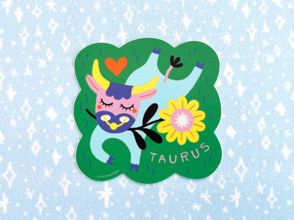 Free Period Press - Taurus Zodiac Vinyl Decal Sticker | Cozy & Floral Bull