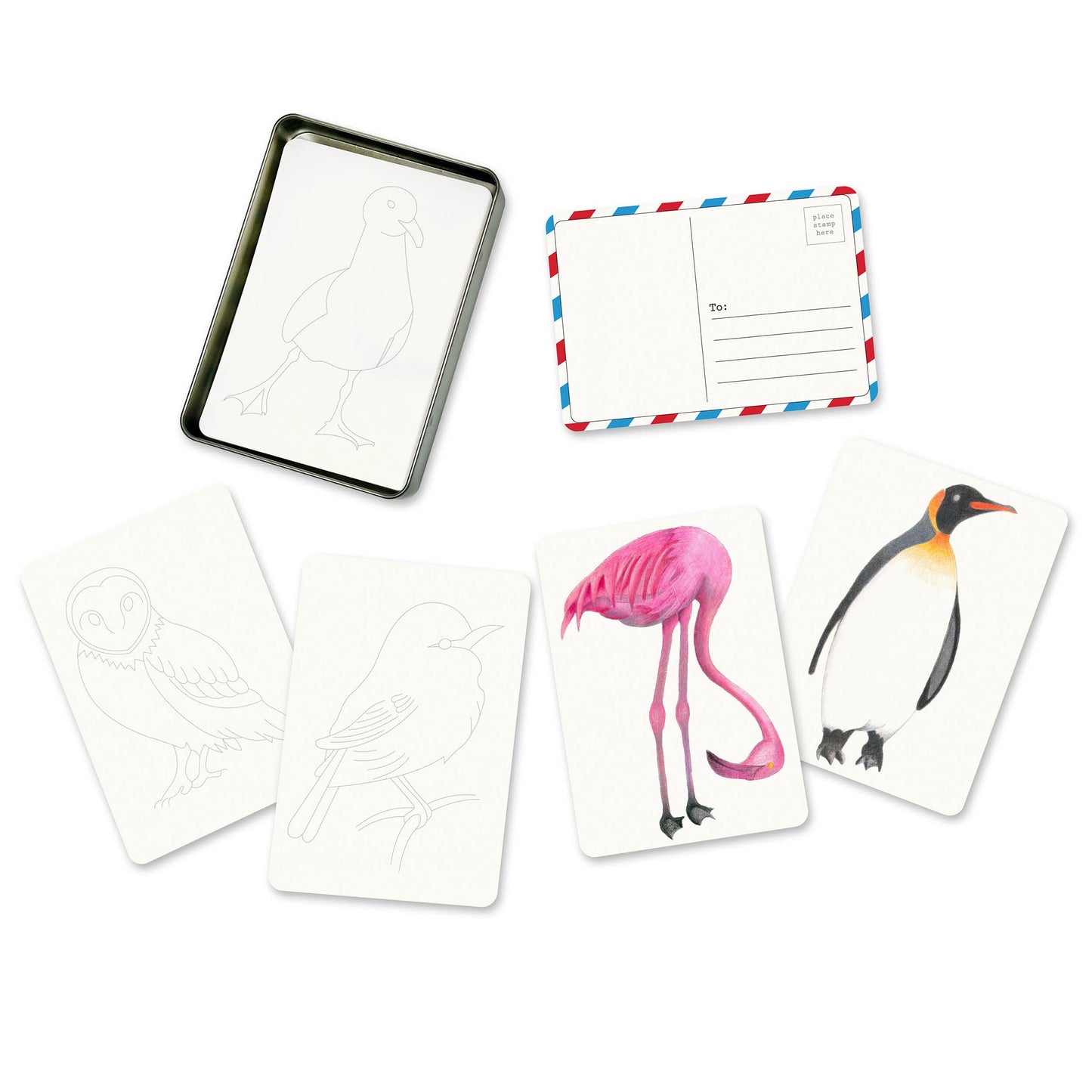 elseware unplug / eco-kids - Coloring Postcards w/ 6 Bird Designs (30cards) Stationary