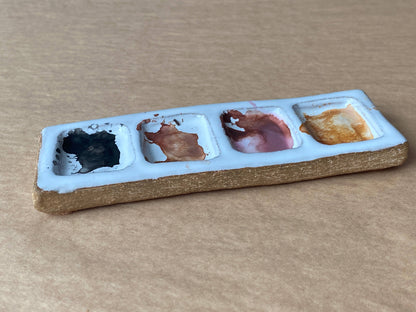 Busy Hands Studio - Ceramic Artist 4-Pan Paint Palette - Handmade Travel Palette